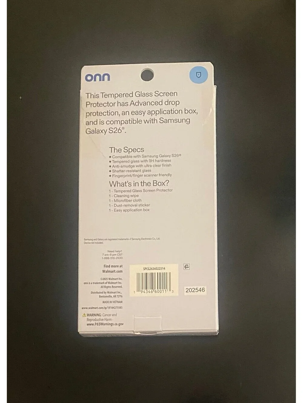 Onn Tempered Glass Screen Protector for Samsung Galaxy S26
